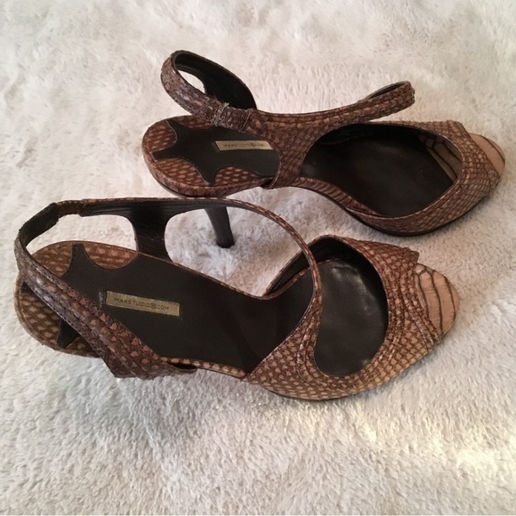 Max Studio Brown Snakeskin Slingback Heels 7.5 - Picture 3 of 9